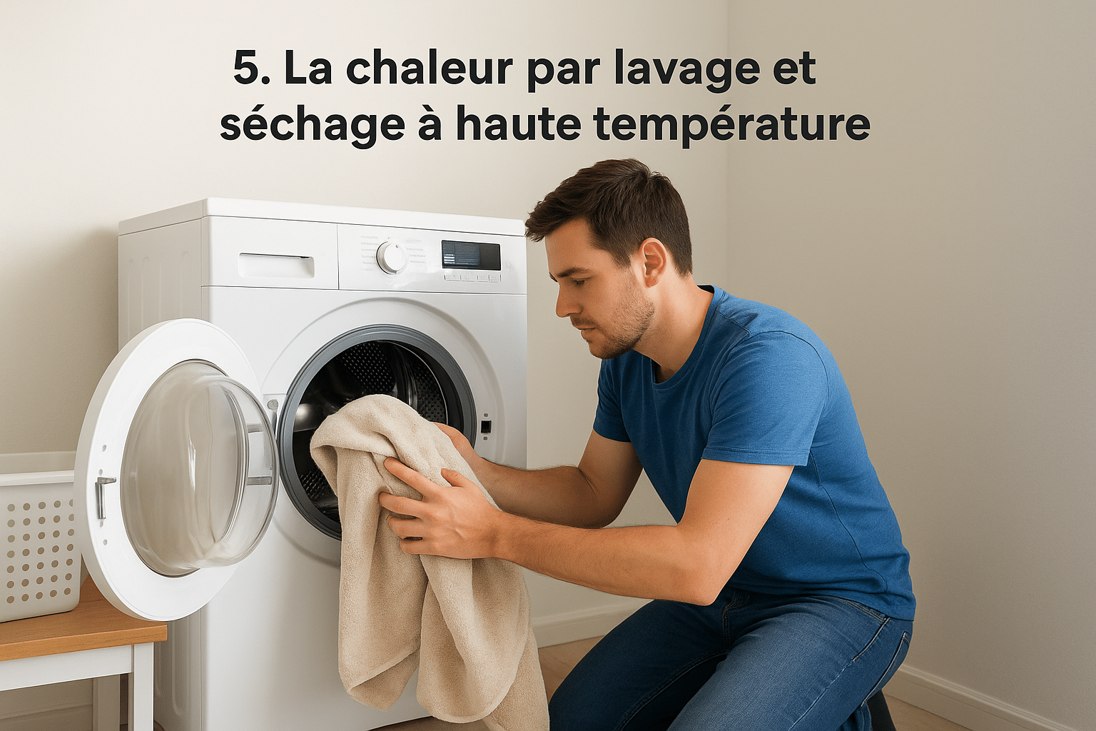 Traitement des punaises de lit par lavage et séchage à haute température